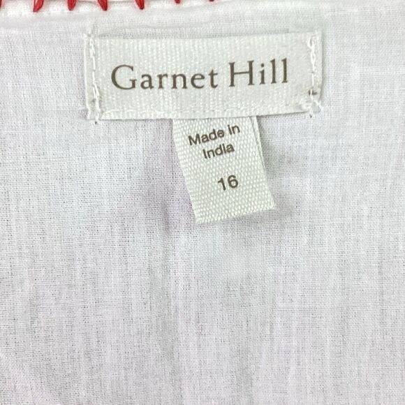 Garnet Hill Top Women 16 White Red Floral Embroidered Square Neck Boho Blouse - Picture 5 of 5